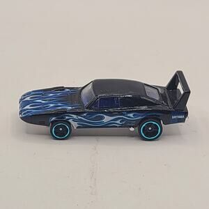 Hot Wheels ‘69 Dodge Charger Daytona Black With Blue Flames  1:64 **LOOSE**